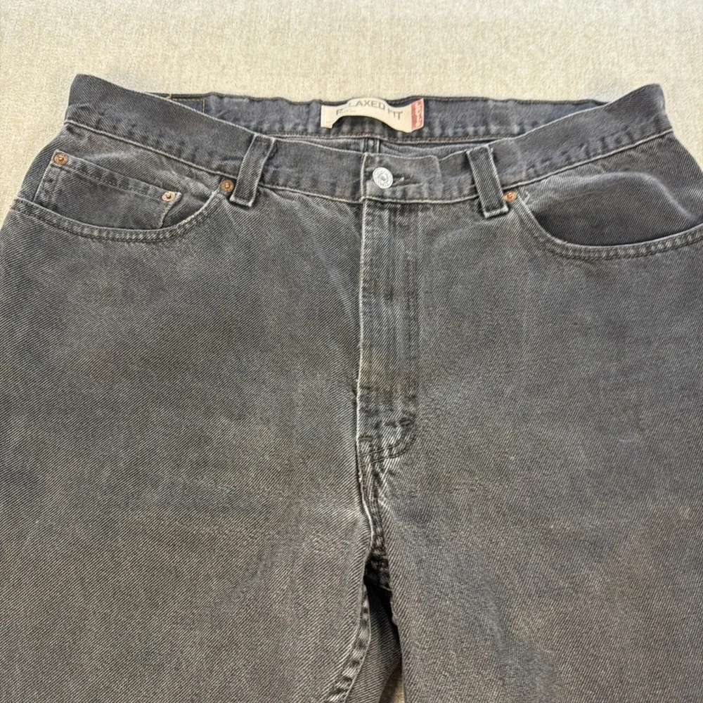 Levis 550 Jeans Mens‎ 38x30 Black Relaxed Fit Denim Distressed Modern Black wing